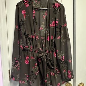 Torrid Black Floral Blouse
